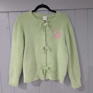 Wicked Katie Kime Light Green Cardigan with Bow Details Size Medium